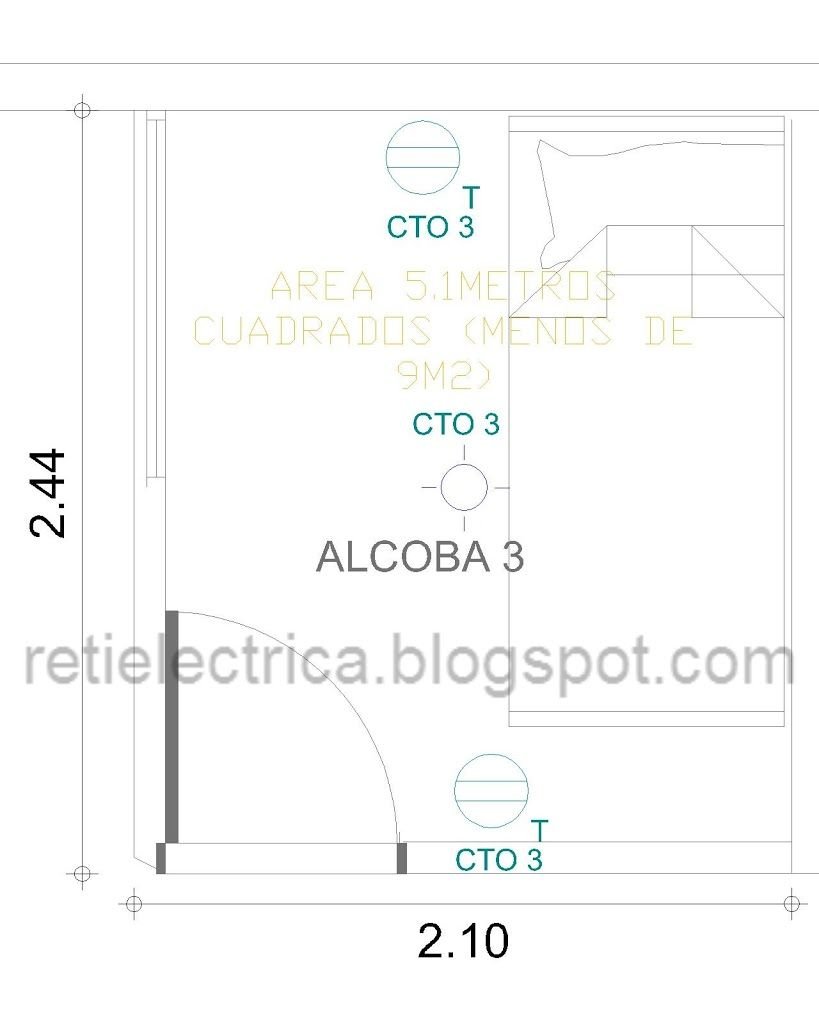 Criterios para el diseño eléctrico de viviendas (Casas) 3 habitacion-de-menos-de-9m-cuadrados-dos-toma-corrientes-2