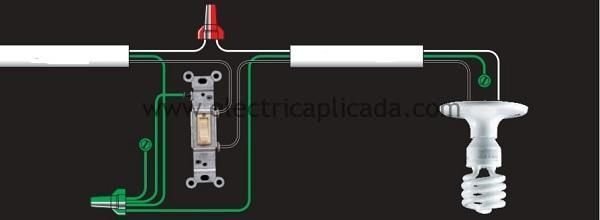 Parte 1 - Cableado eléctrico típico para conexión de tomacorrientes e interruptores en instalaciones eléctricas 8 Conexion interruptor sencillo de un solo polo diagrama