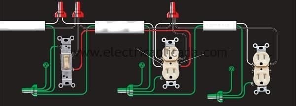 Parte 2 - Cableado eléctrico típico para conexión de tomacorrientes e interruptores en instalaciones eléctricas 8 Conexion interruptor sencillo mas tomacorriente conmutado diagramas
