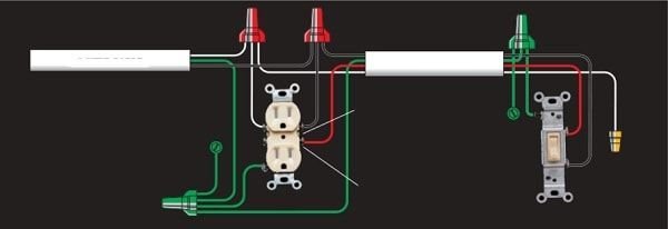 Parte 3 – Cableado eléctrico típico para conexión de tomacorrientes e interruptores en instalaciones eléctricas 2 tomacorriente controlado por interruptor diagrama