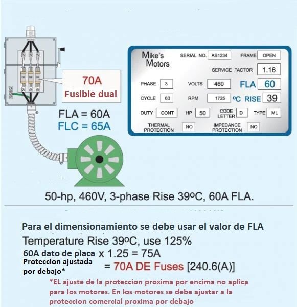 CΓ‘lculos de cables, conductores y protecciΓ³n elΓ©ctrica de motores segΓΊn NEC/NFPA70/NTC2050. <strong><font color="E87D23">!!! PREMIUM !!!</font></strong> 5 Calculo protecciΓ³n motores trifasicos NEC